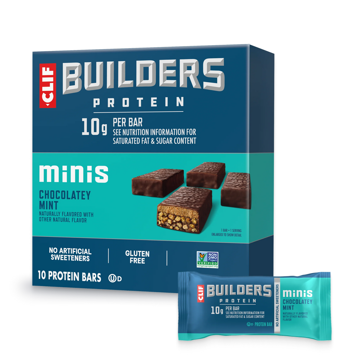 CLIF BUILDERS Minis Chocolatey Mint Plant Based Protein Bars