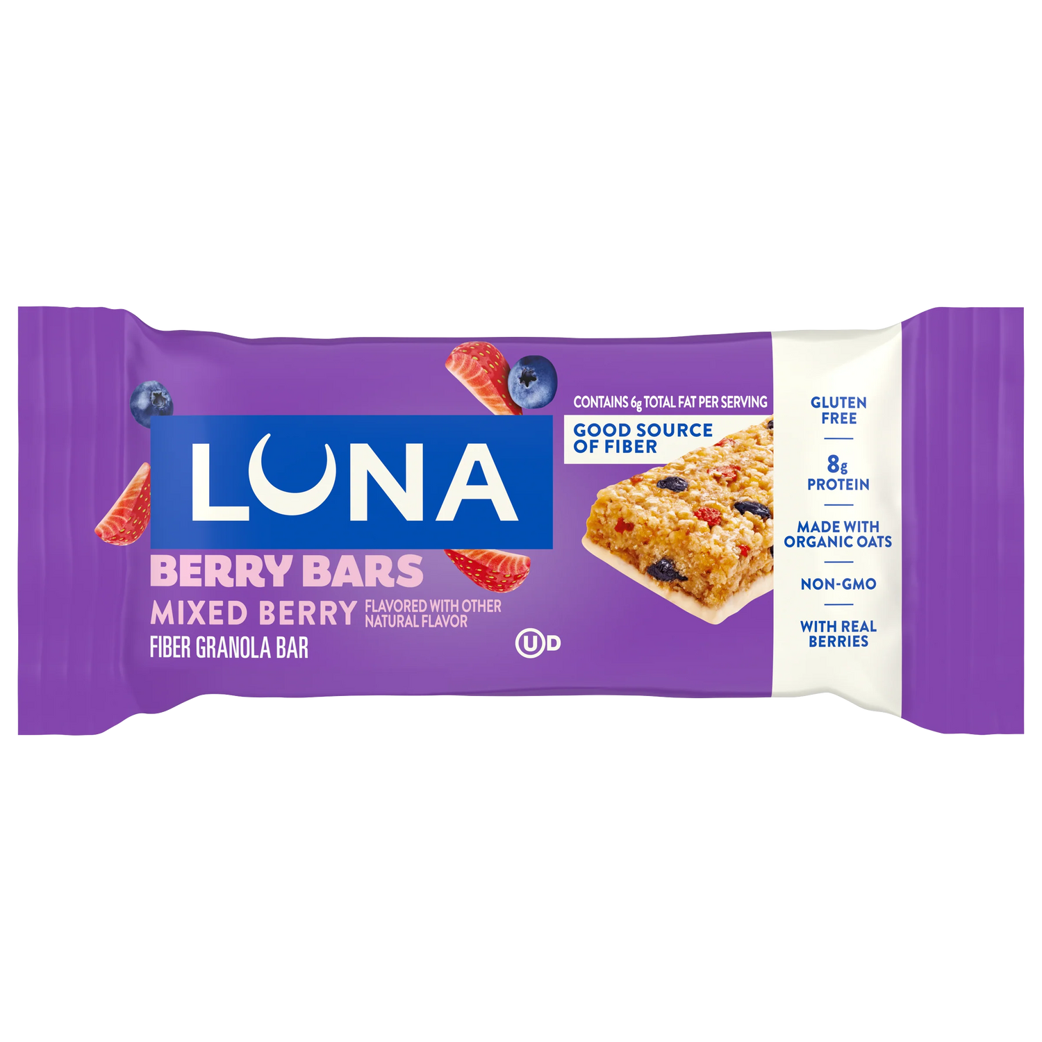 LUNA Berry Bars Mixed Berry Flavor Gluten Free Snack Bars, Non-GMO Protein Bars